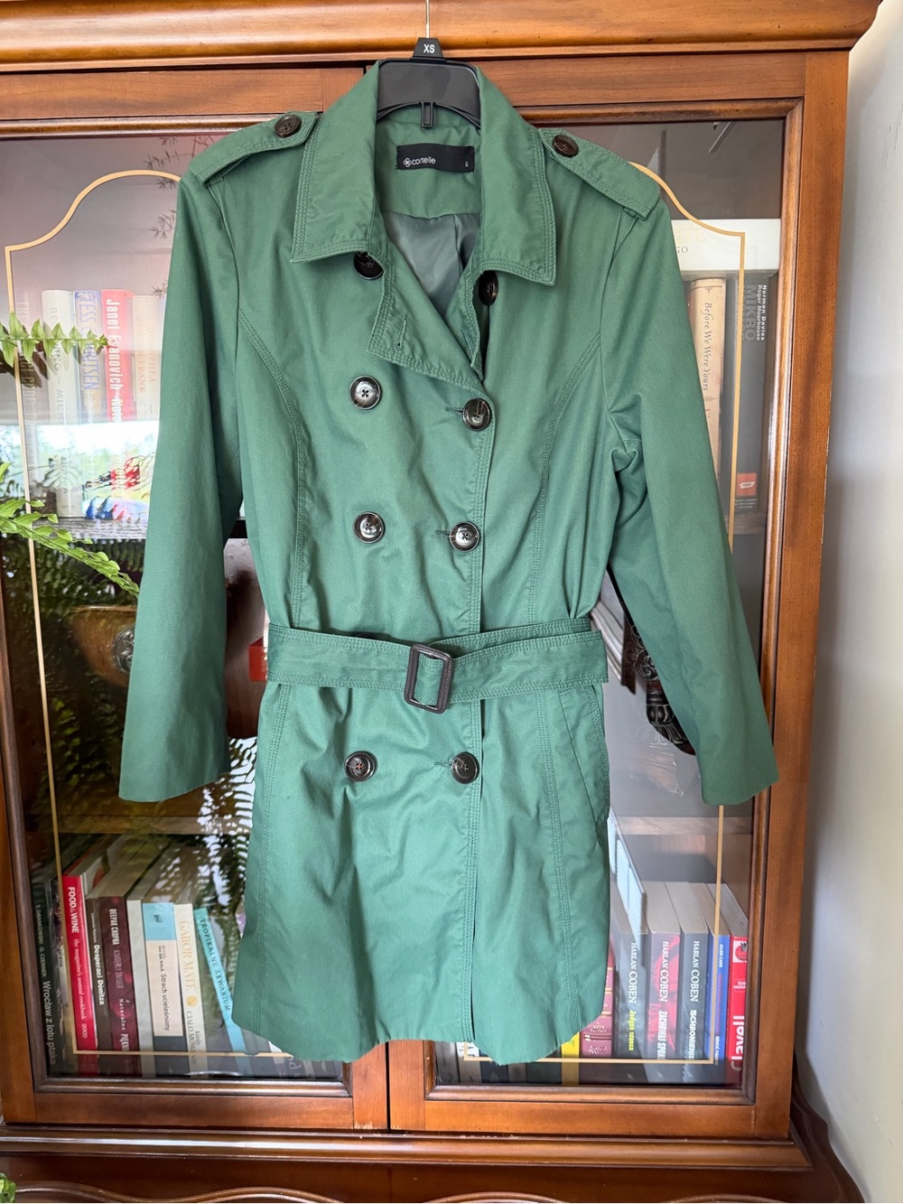Corelle Forest Green Double-Breasted Trench with Belt